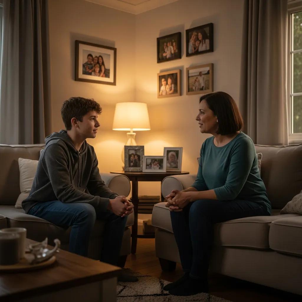 Family support for teens with PTSD in a cozy living room setting