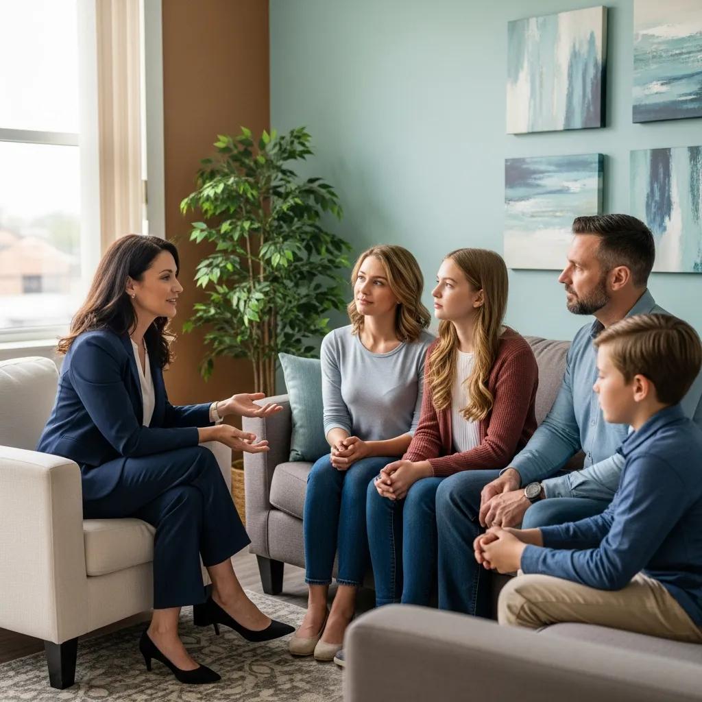 A family in therapy working together to support a teen with anxiety